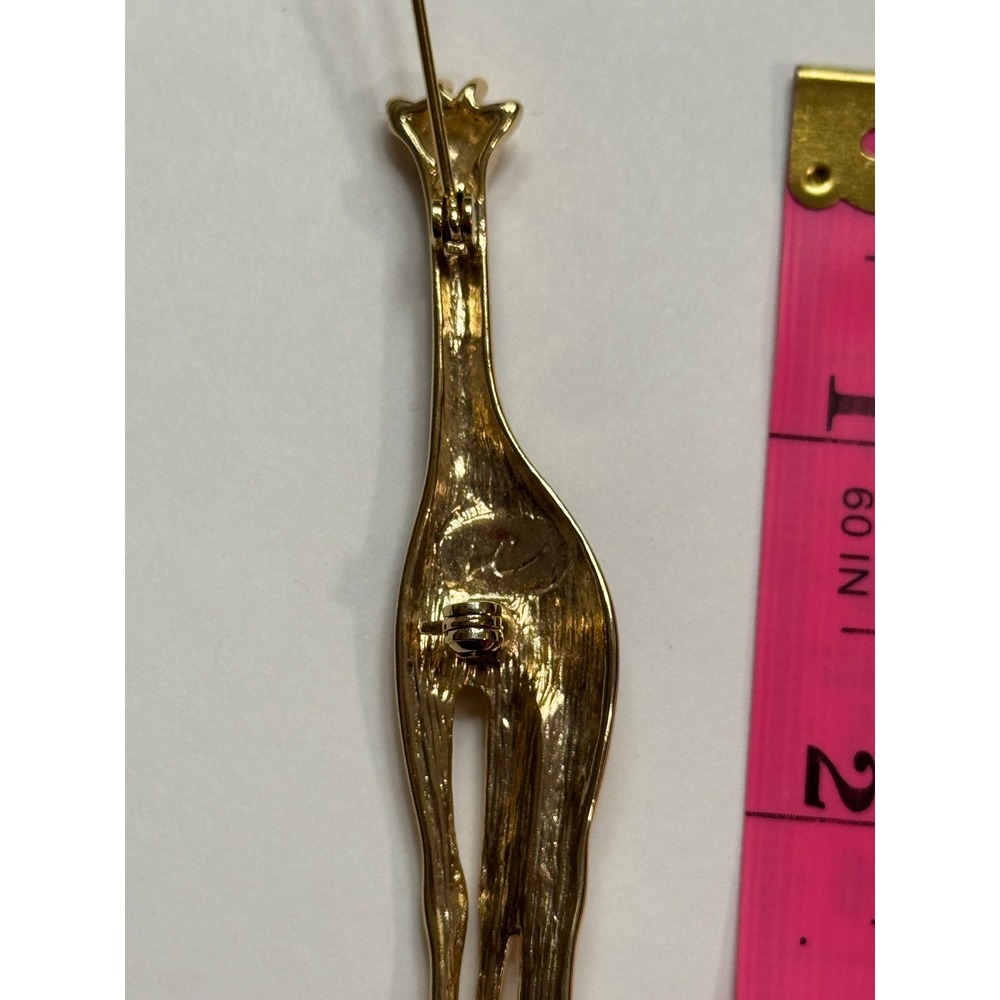 Vintage Liz Claiborne Gold Tone Giraffe Brooch Brown Enamel Animal Pin Safari - Picture 5 of 8